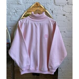 Vintage 90s Pink Turtleneck Sweatshirt Oversized Ballet Preppy Insignia Top M